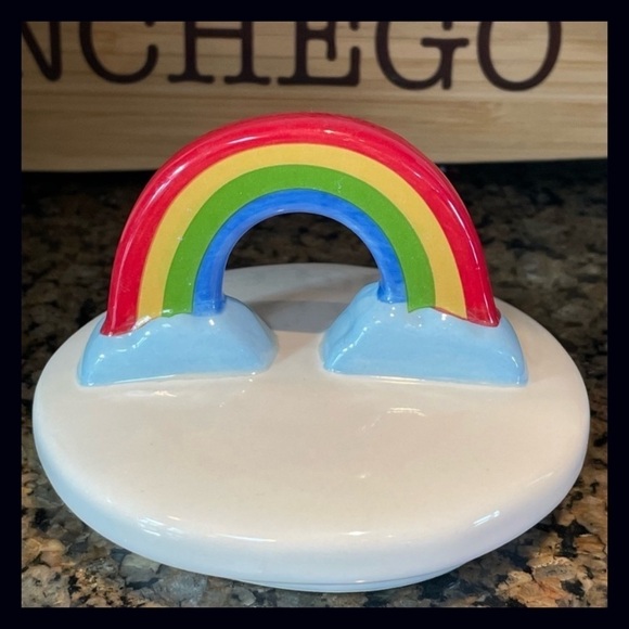 Rae Dunn LOVE IS BLIND Blue Ceramic Mug With Rainbow Figural Topper Pride 2021 - Picture 4 of 9